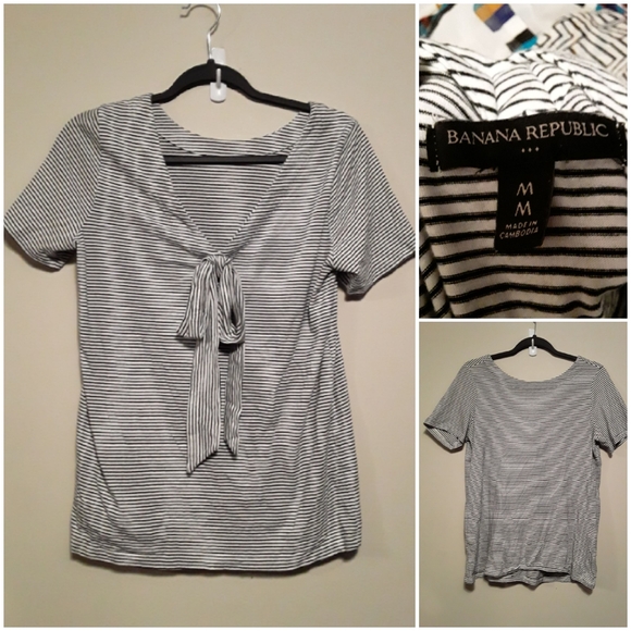 Banana Republic Womens (M) Black&White Striped Tee - Picture 1 of 12